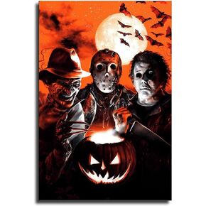 ZEEZFA Halloween Horror Michael Myers Freddy Krueger Canvas Art Poster and Wall Art Picture Print Modern Family Bedroom Decor Posters 16x24inch(40x60cm)
