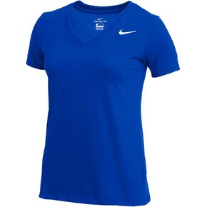 Nike Women's Dry Short Sleeve V-Neck T-Shirt (Royal Blue, X-Small)