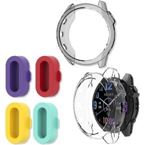 Screen Protector Case Compatible for Garmin Fenix 7 Pro 47mm & Fenix 7 and Garmin Epix Pro Gen 2 47 mm, TPU Protective Cover and Silicone Charging Dust Plug (Pack of 4+2) in Kuwait