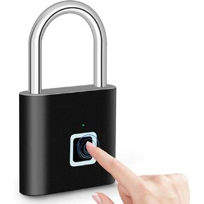 Fingerprint Padlock, Locker Lock, USB Rechargeable, Smart Padlock with Keyless Biometric, Suitable for Gym, Luggage, School Locker (Black), SA-SY11