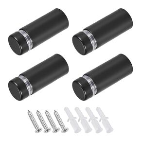 METALLIXITY Sign Standoff Screws (12x28mm) 4pcs, Stainless Steel Advertising Screws Glass Acrylic Nail - for Picture Frame Sign Displays, Matt Black