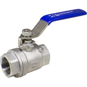 Duda Diesel Duda Energy 2PCBV-WOG200-F075 Full Port Ball Valve, 2 Piece, 3/4" NPT, 304 Stainless Steel with Blue Vinyl Handle, 75"