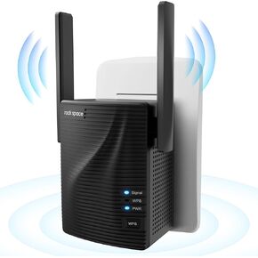WiFi Extender 1200Mbps - Signal Booster for Home, WiFi Extenders, 5GHz & 2.4GHz Dual Band WiFi Repeater, 1,290ft²/120m² Coverage Wireless Signal Amplifier, Ethernet Port, 1-Tap Setup, Black