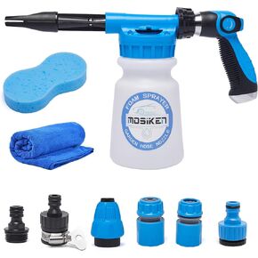 Car Wash Foam Gun Sprayer with Washing Sponge & Absorbent Towel, Car Wash Kit, Spray Foam Cannon Cleaner, Snow Foam Blaster for Car/Garden Cleaning