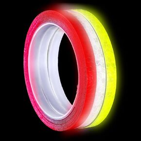 3 Rolls Reflective Tape Night Safety Reflective Warning Tape Outdoor Waterproof Bicycle Rim Reflector Tape, Thin Reflective Rolls for Bikes, Motorcycle (Silver, Red, Yellow)