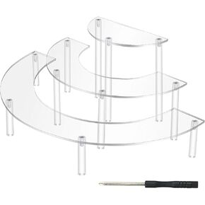 Acrylic Risers Display Stand 3 Tier Clear Dessert Table Display Set Half Moon Acrylic Cupcake Stand for Diverse Display Collections