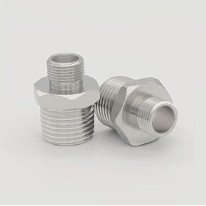 RV Faucet Adapter 1/2 to 3/8 Reducer Faucet Adapter Brass Pipe Fitting 3/8 Male to 1/2 Male Faucet Supply Line Adapter for RV Kitchen Plumbing, Water Hose Pipe Connector Chrome (2 Pack)