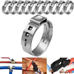 LTI Premium Quality 30 Pack 3/8 inch PEX Cinch Clamps Full 304 Stainless Steel Cinch Crimp Rings Pinch Clamps 13.3mm for PEX Tubing Pipe Fitting Connections (30, 3/8 inch)