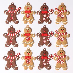 Doneace Christmas Ornaments Gingerbread Man Ornaments for Christmas Tree Decorations 12PCS Gingerman Hanging Christmas Tree Ornaments for Christmas Craft Supplies Holiday Decor