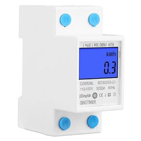 Single Phase Energy Meter Electric Meter LCD KWH Meter 110-130V 5-32A 60Hz Single Phase DIN-Rail KWH Meter Power Meter Backlight Electricity Power Consumption Wattmeter Energy Meter