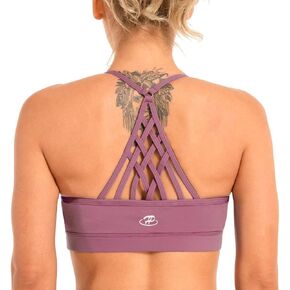 Women's Strappy Sports Bra Medium Impact Sexy Crisscross Back Padded Workout Running Yoga Bra