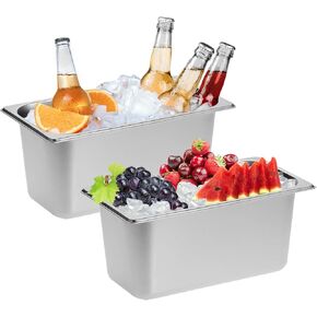 حزمة من 2 حوض مشروبات من الفولاذ المقاوم للصدأ للحفلات، دلاء ثلج كبيرة للبيرة، مبرد للمشروبات، دلاء معدنية من الشمبانيا والكرمة، مبرد للمشروبات، حوض تخزين ثلج مستطيل، صندوق مكعبات ثلج in Kuwait