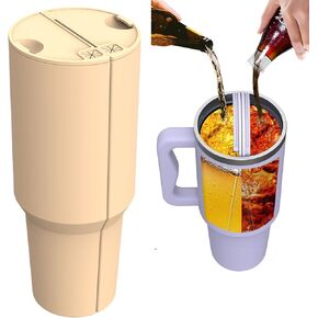 Cup Divider for Stanley Tumbler 40 oz, 2-in-1 Reusable Silicone Liner Compatible with Stanley Accessory, Drink Separator with Lid (Blue)
