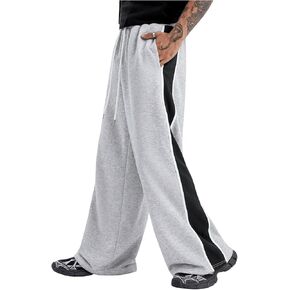 GORGLITTER Men's Y2k Wide Leg Sweatpants Color Block Parachute Pants Baggy Joggers with Pockets