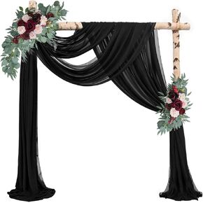 Wedding Arch Draping Fabric 4 Panels 20Ft Length x 28" Width White Arch Drapes Chiffon Fabric Sheer Curtains Backdrop for Party Bridal Decorations Wedding Ceremony Ceiling Stage Reception Decor