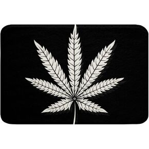 Feelyou Marijuana Weed Bathroom Rugs Kids Cannabis Leaves Bath Rugs with Non Slip Back Black White Weed Inside Entryway Door Mat for Bathroom Floor Indoor Doormat Bathroom Water Absorbent Floor Mat