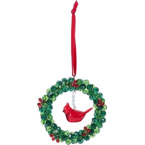 Ganz Cardinal Berry Wreath Ornament, 10.25-inch Diameter, Multicolor