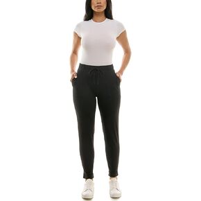 Zac & Rachel Women's Brushed Dty Jogger with Functional Pockets, Elastic + Tie Waist, and Rolled Ankle Cuff