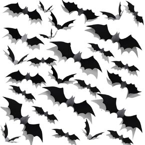 120PCS Halloween Decorations Bats, 3D Black Scary Bat Wall Decor Halloween Party Supplies, Realistic PVC Halloween Bat Sticker for Creepy Home Horror Decor, DIY Bathroom Indoor Bat Decor for Halloween