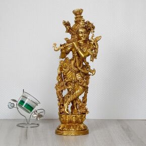 Brass Krishna Sculpture, Decor for Home Temple or Pooja