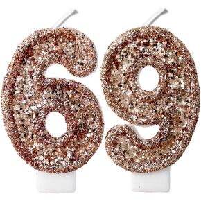 2.8" Blue Black Glitter Number Candles-Many Colors 69th 96th Birthday Gifts Birthday Decorations Birthday Candles Numbers Happy Birthday Candles for Cake 2 Candle for Women for Men (Blue Black)