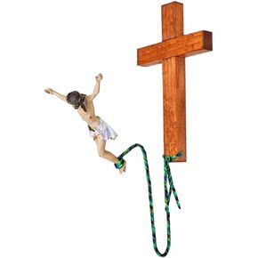 SEWACC Crucifix Wall Cross Wooden Jesus Cross Statues Catholic Hanging Christ Cross Nativity Scene Wall Hanging Ornament for Home Decor