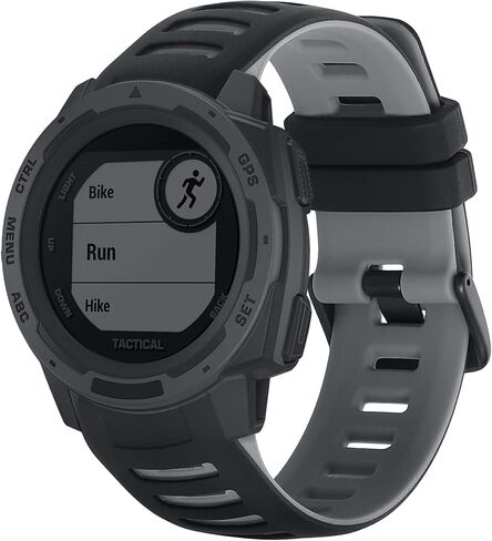 kwmobile Strap Compatible with Garmin Instinct 2 Solar/Instinct 2 Strap - Replacement Silicone Watch Band - Black/Grey in Saudi Arabia