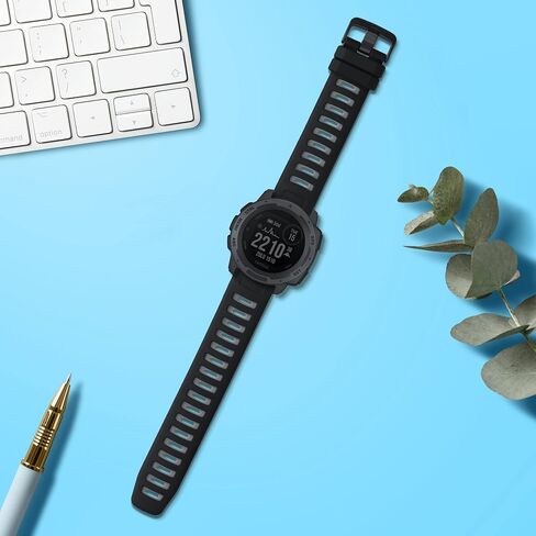 kwmobile Strap Compatible with Garmin Instinct 2 Solar/Instinct 2 Strap - Replacement Silicone Watch Band - Black/Grey in Saudi Arabia