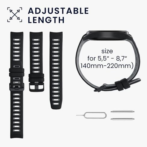 kwmobile Strap Compatible with Garmin Instinct 2 Solar/Instinct 2 Strap - Replacement Silicone Watch Band - Black/Grey in Saudi Arabia