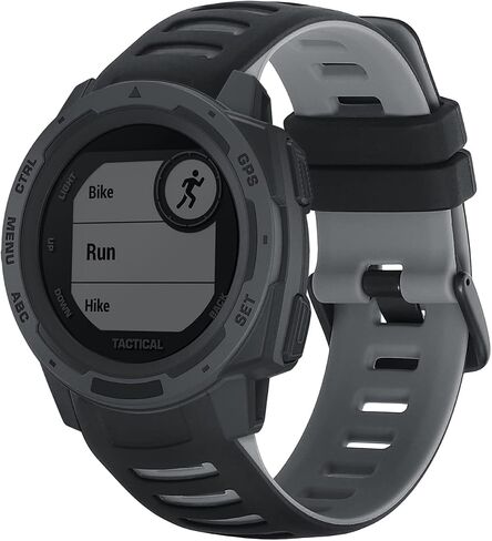 kwmobile Strap Compatible with Garmin Instinct 2 Solar/Instinct 2 Strap - Replacement Silicone Watch Band - Black/Grey in Saudi Arabia