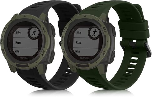 kwmobile Strap Compatible with Garmin Instinct 2 Solar/Instinct 2 Strap - Replacement Silicone Watch Band - Black/Grey in Saudi Arabia