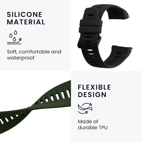 kwmobile Strap Compatible with Garmin Instinct 2 Solar/Instinct 2 Strap - Replacement Silicone Watch Band - Black/Grey in Saudi Arabia