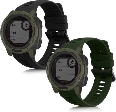 kwmobile Strap Compatible with Garmin Instinct 2 Solar/Instinct 2 Strap - Replacement Silicone Watch Band - Black/Grey in Saudi Arabia