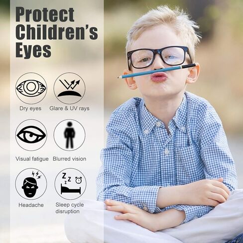 Kids Blue Light Blocking Glasses Silicone Flexible TR-90 Frame, Computer Gaming TV Phone Glasses for Boys Girls Age 3-14 in Kuwait