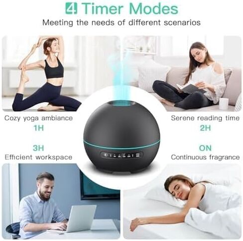 Essential Oil Diffuser for Home - 200ml Aromatherapy Diffuser Humidifier with 4 Timers & 7 Colors Night Lights, 20dB Quiet Working for 10 Hours, Waterless Auto-Off in Saudi Arabia