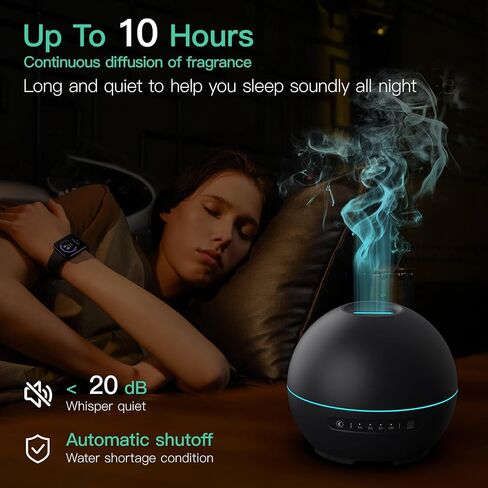 Essential Oil Diffuser for Home - 200ml Aromatherapy Diffuser Humidifier with 4 Timers & 7 Colors Night Lights, 20dB Quiet Working for 10 Hours, Waterless Auto-Off in Saudi Arabia