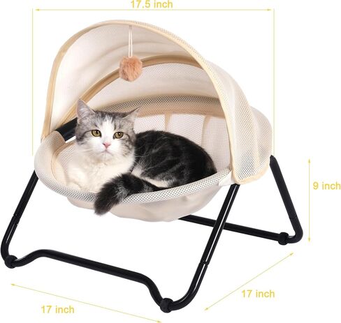 Cat Bed, Cat Hammock, Free-Standing Elevated Pet Hammock Bed, Small Dog Bed with Removable Washable Mesh, for Sleeping Pets up to 20 lb, Couch for Indoors Usded in Summer in Saudi Arabia