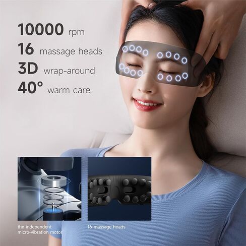 Eye Massager Migraines Eye Massager with Heat and Vibration Heated Eye Massager Massaging Eye Mask Sinus Massager Migraine Relief Massager Eye Care Reduce Eye Stain Black in Saudi Arabia