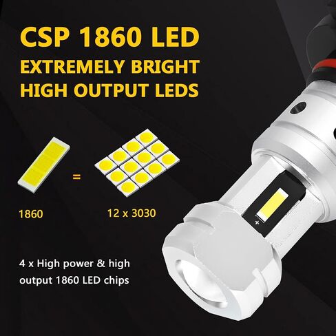 PHINLION H10 9145 LED Yellow Fog Light Bulbs, Super Bright 3800 Lumens CSP 9040 9045 9140 9155 12V LED Bulb Replacement for Foglight Lamps, 3000K Golden Yellow in Saudi Arabia