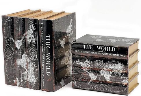 Bellaa 21239 Decorative Bookends Box 2, Secret Storage Vintage Hamlet Wooden Book Ends Heavy Supports Shelf Holder Shelves Stoppers Home Office Library Decor in Saudi Arabia