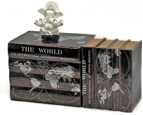 Bellaa 21239 Decorative Bookends Box 2, Secret Storage Vintage Hamlet Wooden Book Ends Heavy Supports Shelf Holder Shelves Stoppers Home Office Library Decor in Saudi Arabia