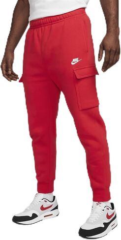 Nike Sportswear Club Fleeceb Men's Cargo Pants (CD3129-657, University Red/University Red/White) in Saudi Arabia