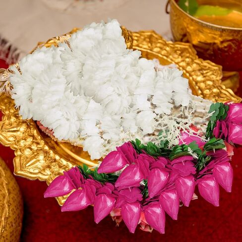 5 Pcs 5 ft Diwali Decorations Artificial Jasmine Toran Garland with Lotus Buds Jasmine Garland for Decoration Puja Indian Garlands Diwali Lotus Garlands Hanging for Pooja Toran Decorations in Saudi Arabia