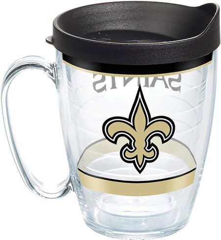 كوب Tervis مصنوع في الولايات المتحدة الأمريكية بجدار مزدوج NFL New Orleans Saints معزول يحافظ على المشروبات باردة وساخنة، 16oz، تقليد in Saudi Arabia