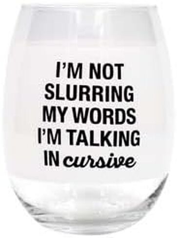 About Face Designs Stemless Wine Glass نظارات النبيذ المضحكة للنساء، 16 أونصة، Shut Up Liver in Saudi Arabia
