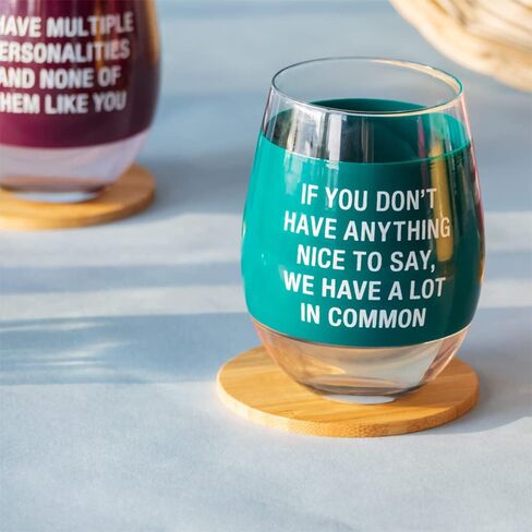 About Face Designs Stemless Wine Glass نظارات النبيذ المضحكة للنساء، 16 أونصة، Shut Up Liver in Saudi Arabia