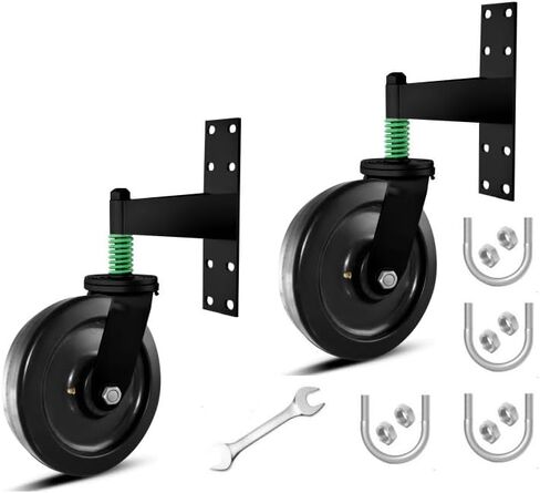 Fence Gate Wheels 6 or 8 inch for Metal Tube Gate 1000-1400lb Capacity 360 Degree Rotation Spring-Loaded Heavy Duty Gate Caster with Screwdriver &Screws (Black 1or 2pcs) (Black, 1400LBS 8inch 1pcs) in Kuwait