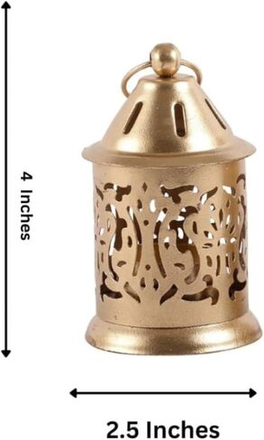 فوانيس صغيرة مصنوعة يدويًا من B H لحفلات الزفاف، قطع مركزية للطاولة، زينة فانوس صغيرة معلقة، فوانيس شموع للمنزل، زينة عيد الهالوين ورمضان وعيد الميلاد، فوانيس ذهبية (عبوة من قطعة واحدة) in Saudi Arabia
