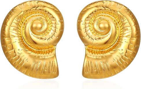 أقراط متدلية من الذهب على شكل صدفة للنساء أقراط متدلية على شكل صدفة أقراط للشاطئ هدية مجوهرات صيفية in Kuwait