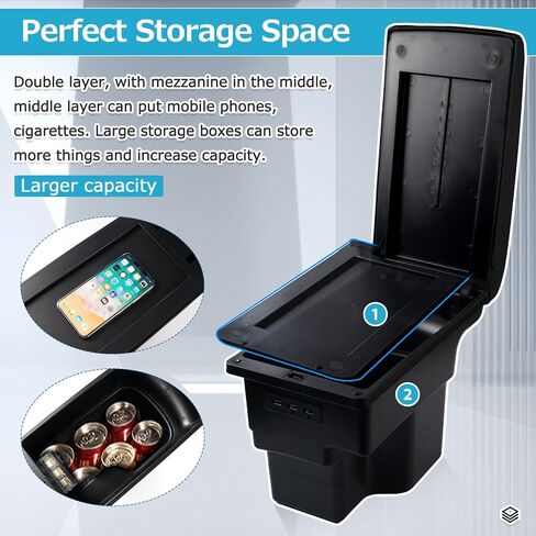 Custom Fit for Car Armrest Box 2012–2020 Toyota 86/Gt86/Subaru BRZ/Scion FR-S Accessories Storage Center Console Double Layer Armrest Organizer Box (All Black) in Saudi Arabia